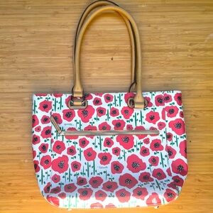 Tiganello Poppy print purse. Love this bag so much for a fun pop of color.